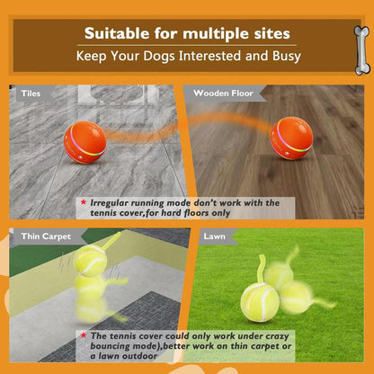 Interactive Bouncing Dog Ball Toy, with Rolling Modes, and Remote Control, for Small/Medium/Large Dogs, USB Rechargeable