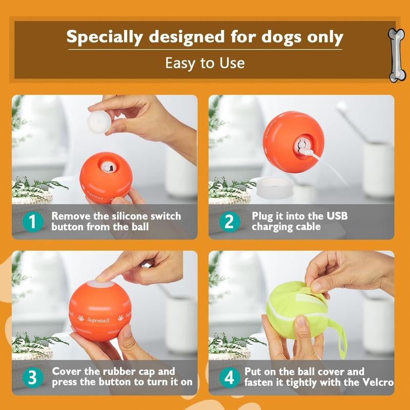 Interactive Bouncing Dog Ball Toy, with Rolling Modes, and Remote Control, for Small/Medium/Large Dogs, USB Rechargeable