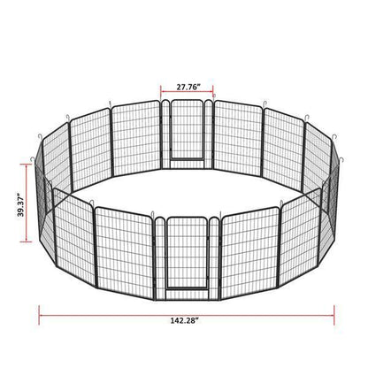 Pet Dog Fence, 32" Height 8 Panels Metal Dog Pen, Outdoor Exercise Pen with Door for RV, Camping, Yard